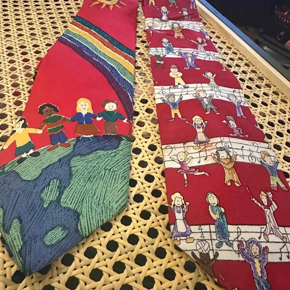 Save the Children 100% Silk, Made in USA Ties X 2. Designed by Children. READ